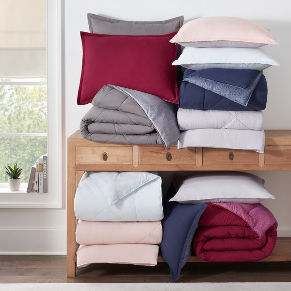 Serta Supersoft Cooling Bed Set, Reversible Bedding Comforter and Solid